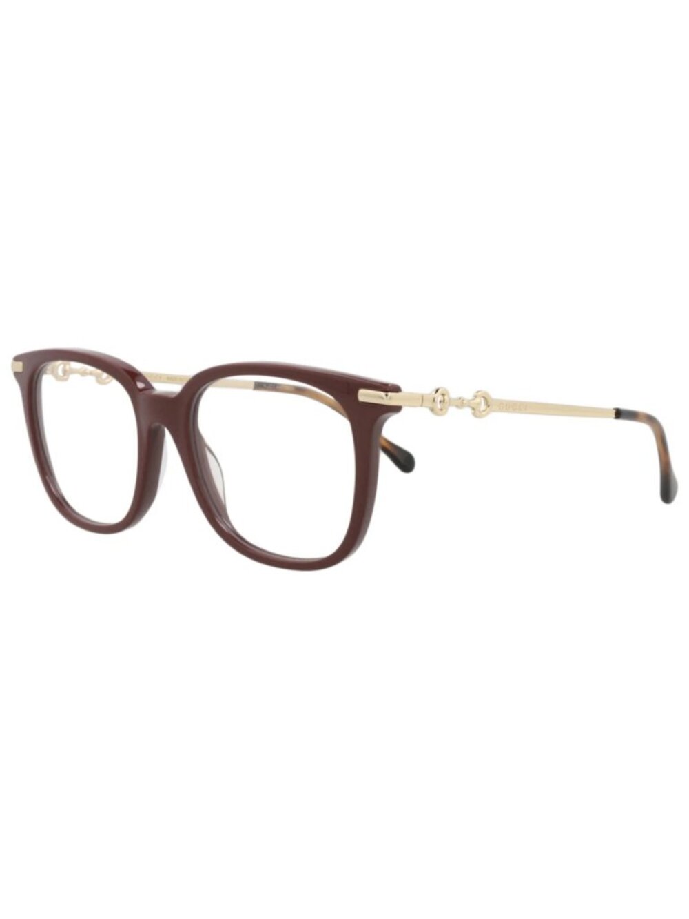 New Gucci Women's Eyeglasses Square Rectangle Acetate Frame Brown Gold